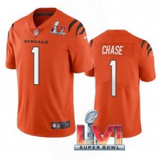 Men's Cincinnati Bengals 1 Ja'Marr Chase Orange Vapor Limited Stitched Jersey