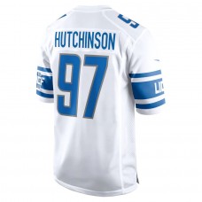 Men's Detroit Lions 97 Aidan Hutchinson White 2022 NFL Draft First Round Pick Game Jersey