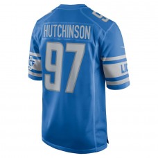 Men's Detroit Lions 97 Aidan Hutchinson Blue 2022 NFL Draft First Round Pick Game Jersey