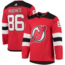 Men's New Jersey Devils 86 Jack Hughes adidas Red Home Primegreen Authentic Pro Player Jersey