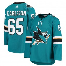 Men's San Jose Sharks 65 Erik Karlsson adidas Teal Home Authentic Team Player Jersey
