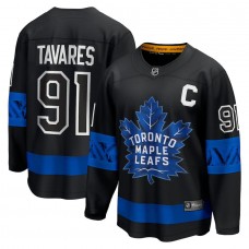 Men's Toronto Maple Leafs 91 John Tavares Black Alternate Premier Breakaway Reversible Player Jersey