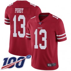 Nike 49ers #13 Brock Purdy Red Team Color Men's Stitched NFL 100th Season Vapor Limited Jersey