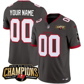 Tampa Bay Buccaneers 2023 NFC South Champions Patch Game Custom Men Jersey - Pewter