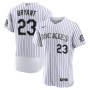 Men's Colorado Rockies 23 Kris Bryant White Authentic Player Jersey