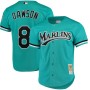 Men's Florida Marlins Andre Dawson Mitchell & Ness Teal Fashion Cooperstown Collection Mesh Batting Practice Jersey