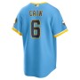 Men's Milwaukee Brewers Lorenzo Cain Powder Blue 2022 City Connect Replica Player Jersey