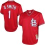 Men's St. Louis Cardinals Ozzie Smith Mitchell & Ness Red Cooperstown Mesh Batting Practice Jersey