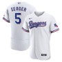 Men's Texas Rangers 5 Corey Seager White Home Authentic Player Jersey