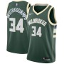 Men's Milwaukee Bucks 34 Giannis Antetokounmpo Green Swingman Jersey - Icon Edition